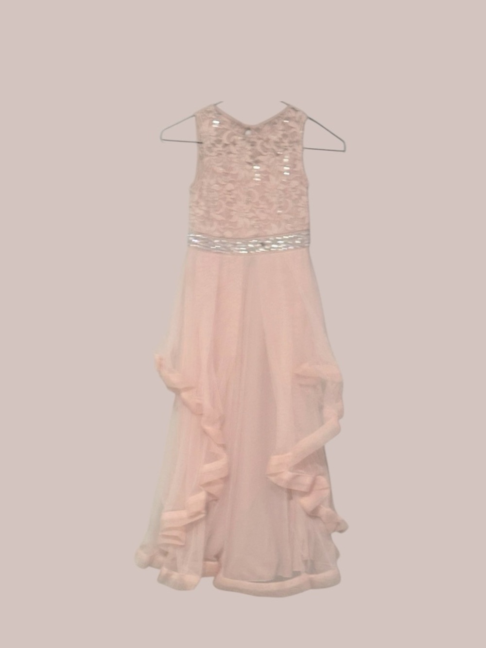 Speechless Pale Pink Sequin Bodice Tulle Gown